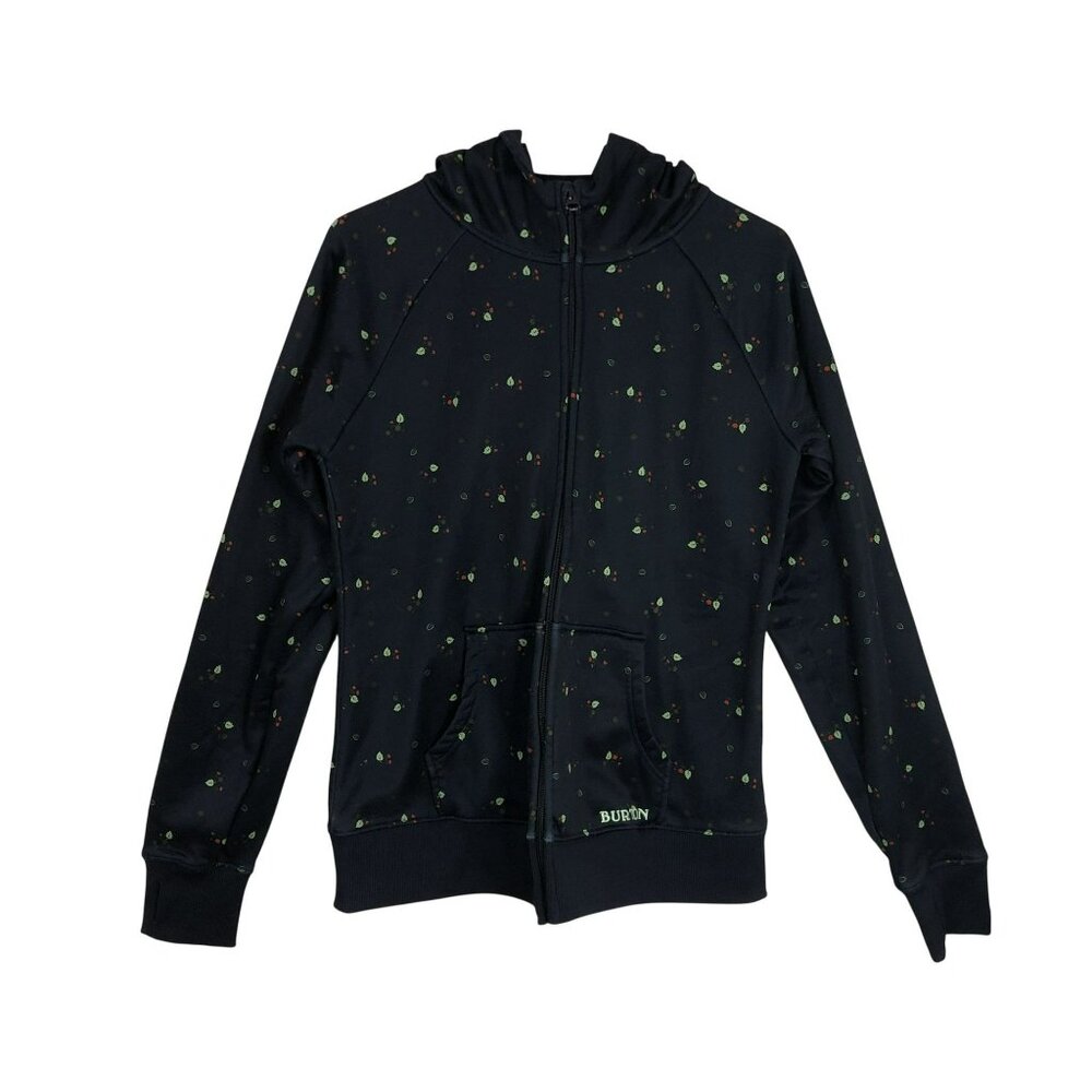 Burton Durables Goods Hoodie Zip-Up Cherry Print Size L Navy Blue